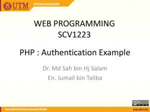 PHP : Authentication Example WEB PROGRAMMING SCV1223