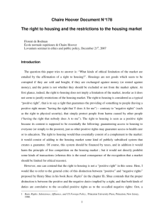 Chaire Hoover Document N°178 The right to housing and the