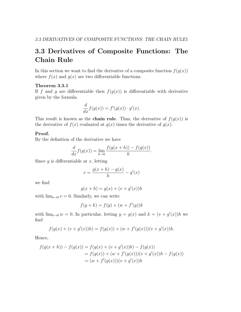 3 3 Derivatives Of Composite Functions The Chain Rule