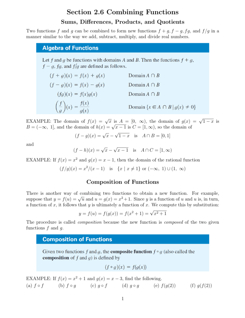 Section 2 6 Combining Functions