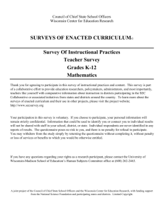 SEC K-12 Mathematics Survey - Wisconsin Center for Education