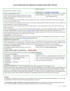 Survey of Mathematics W/ Applications and Algebra Review MATH