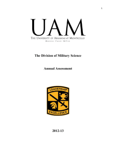 The Division of Military Science Annual Assessment 2012-13