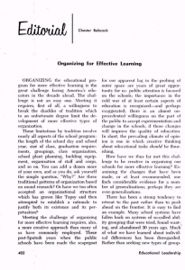 Editorial / Organizing for Effective Learning