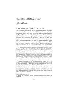 The Ethics of Killing in War* Jeff McMahan