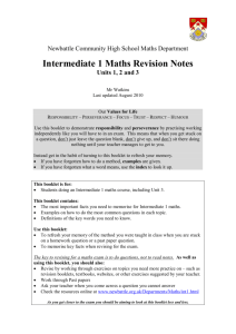 Intermediate 1 Maths Revision Notes