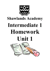 Intermediate 1 - Shawlands Academy