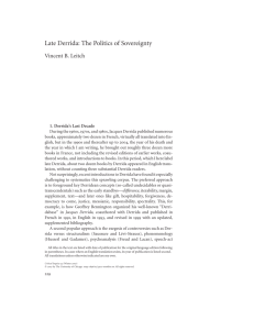 Late Derrida: The Politics of Sovereignty