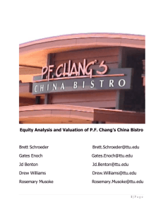 Equity Analysis and Valuation of P.F. Chang's China Bistro Brett
