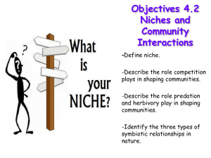 Objectives 4.2 Niches and Community Interactions