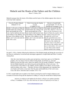 Malachi and the Hearts of the Fathers and the Children