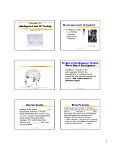 Chapter 9: Intelligence and IQ Testing Origins of Intelligence Testing