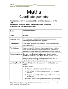 Coordinate geometry - English Language Support Programme
