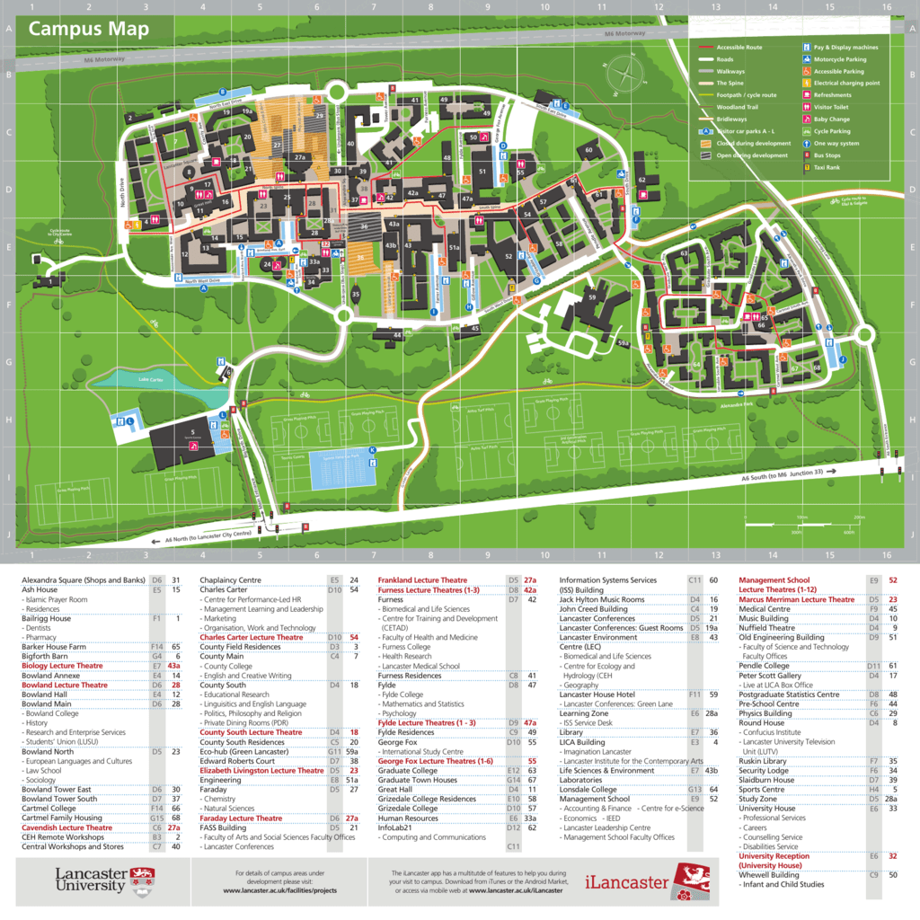 Lancaster Health Campus Map Campus Map Master   Lancaster University