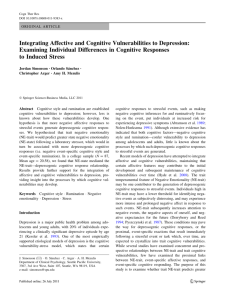 Integrating Affective and Cognitive Vulnerabilities to Depression