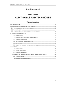 Audit manual AUDIT SKILLS AND TECHNIQUES