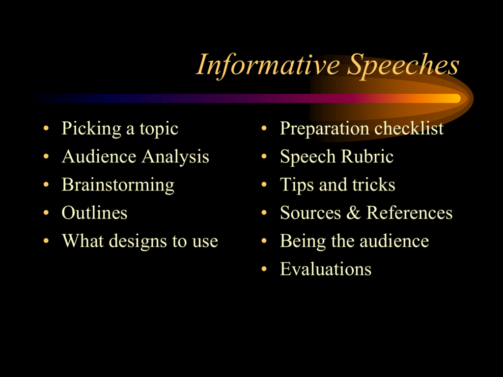 how to informative speech ideas