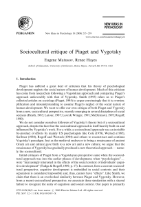 Sociocultural critique of Piaget and Vygotsky