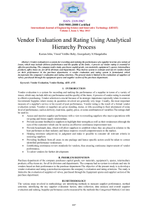 Vendor Evaluation and Rating Using Analytical Hierarchy