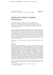 Applying Six-Sigma to Supplier Development