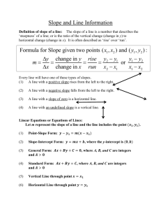 Slope and Line Information Formula for Slope given two points