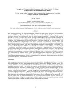 Strengths and Weaknesses of Risk Management as the Primary