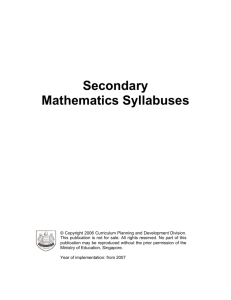 Secondary Mathematics Syllabuses