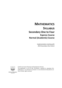 Mathematics Syllabus Sec 1 to 4 Express & N(A) Course