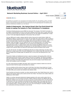 Network Marketing Business Journal Online – April 2012 : Zeekler
