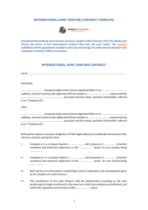 International Joint Venture Contract Sample