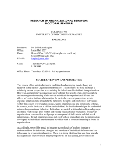 1 RESEARCH IN ORGANIZATIONAL BEHAVIOR DOCTORAL