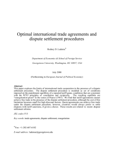 Optimal international trade agreements and dispute settlement