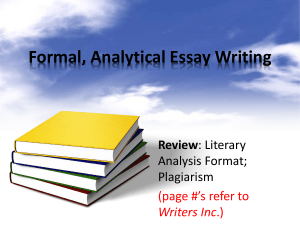 Formal, Analytical Essay Writing