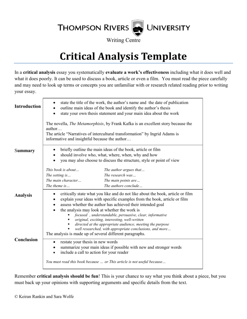how to write the critical analysis