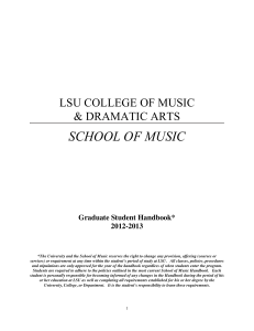 SCHOOL OF MUSIC - Louisiana State University
