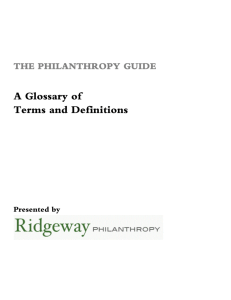 A Glossary of Terms and Definitions