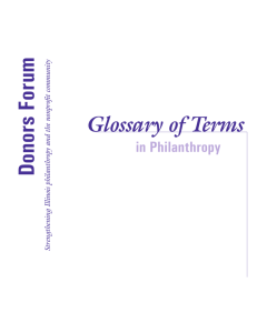 Glossary of Terms in Philanthropy 2014