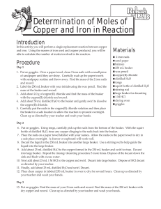 Determination of Moles of Copper and Iron in Reaction