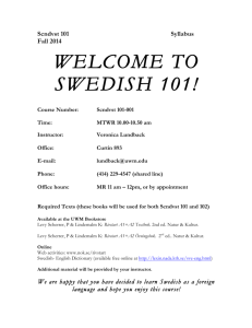 WELCOME TO SWEDISH 101!