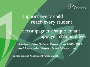 Review of the Ontario Curriculum 2003