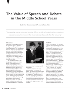 the value of speech and Debate in the Middle school Years