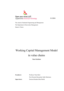 Working Capital Management Model in value chains