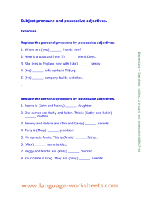Worksheets subject pronouns and possessive adjectives