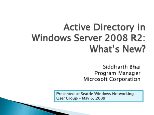 Active Directory in WS08 R2