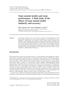 Team mental models and team performance