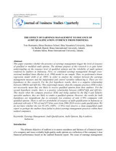 The Effect Of Earnings Management To Issuance Of Audit Qualification