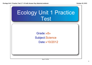 Ecology Unit 1 Practice Test LT 1