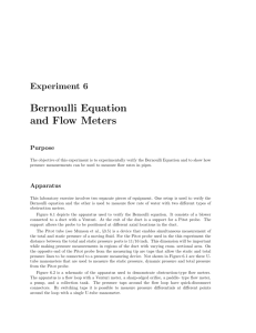 Bernoulli Equation and Flow Meters