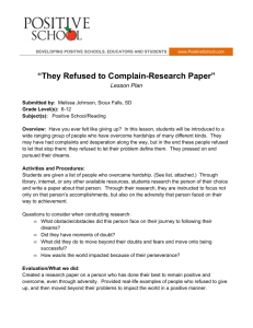 They Refused to Complain-Research Paper