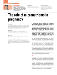 The role of micronutrients in pregnancy